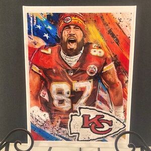 Travis Kelce KC Chiefs mixed media art on canvas by 70’ Love Child Art